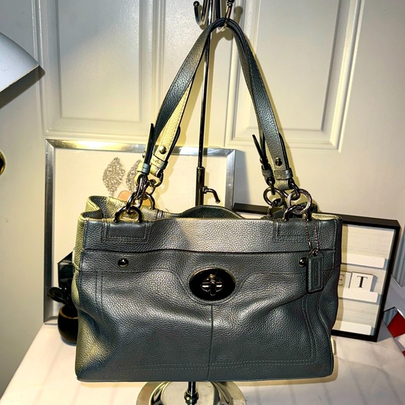 Coach Handbags - Coach Penelope Silver Gray Leather Carryall Satchel Handbag Satchel Bag GUC